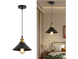 Lámpara Colgante Industrial De Hierro Forjado – Lámpara Colgante De Metal Ajustable – Negra (1,2 Cm)