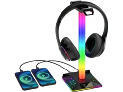 Soporte Para Auriculares, Luz Rgb Con Dos Puertos Usb, Audio Táctil De 3,5 Mm