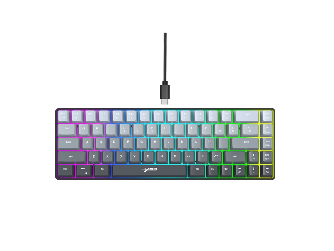 Teclado para juegos Yuysan V200 con cable de 68 teclas para portátil, tacto mecánico, material ABS, retroiluminación RGB, degradado negro