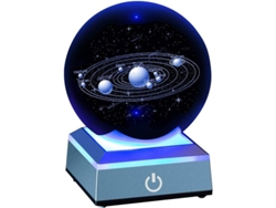 Modelo 3d Del Sistema Solar, Bola De Cristal Grabada Con Láser Y Base Iluminada, Juguete Educativo De Astronomía