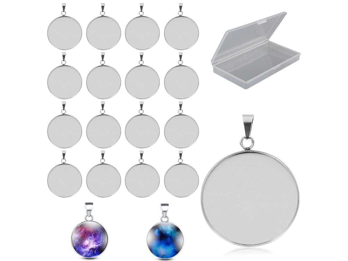 Configuración de cabujón de acero inoxidable, regalos únicos, colgantes redondos hechos a mano para joyería DIY, material de acero inoxidable de alta calidad.