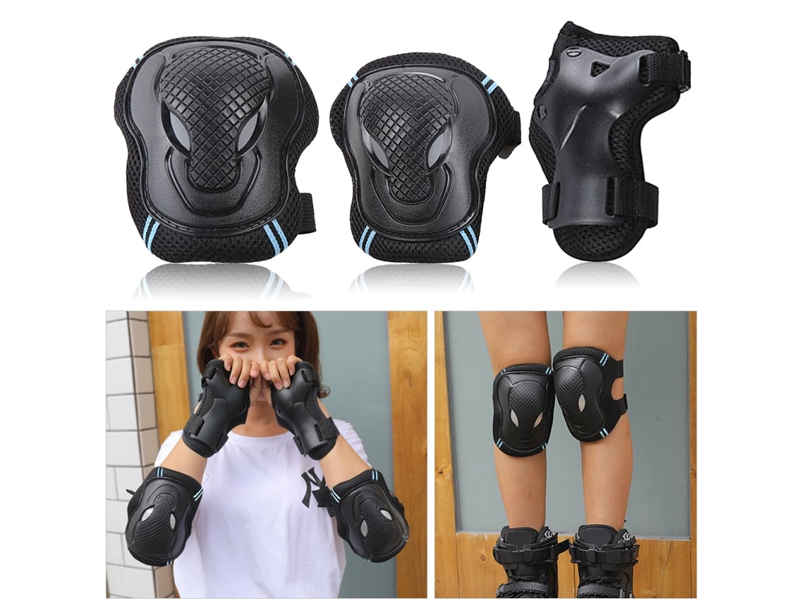 Kit De Proteção 6 Em 1 Para Joelhos Cotovelos E Punhos Para Skateboard Ciclismo E Andamento