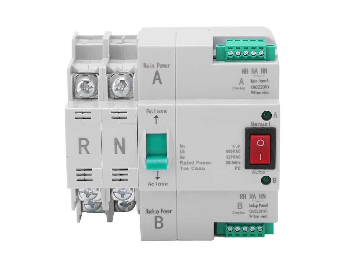 Conmutador De Transferencia Automática De Doble Potencia 2p Rail Din Instalación Rápida 220v Ac