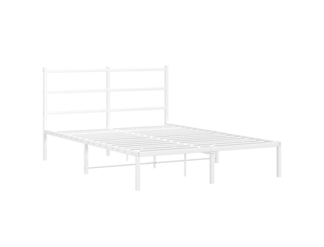 VIDAXL Estructura de cama con cabecero de metal blanco (135x190 cm)