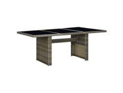 Mesa De Jardín De Ratán Sintético Marrón Y Vidrio Templado
