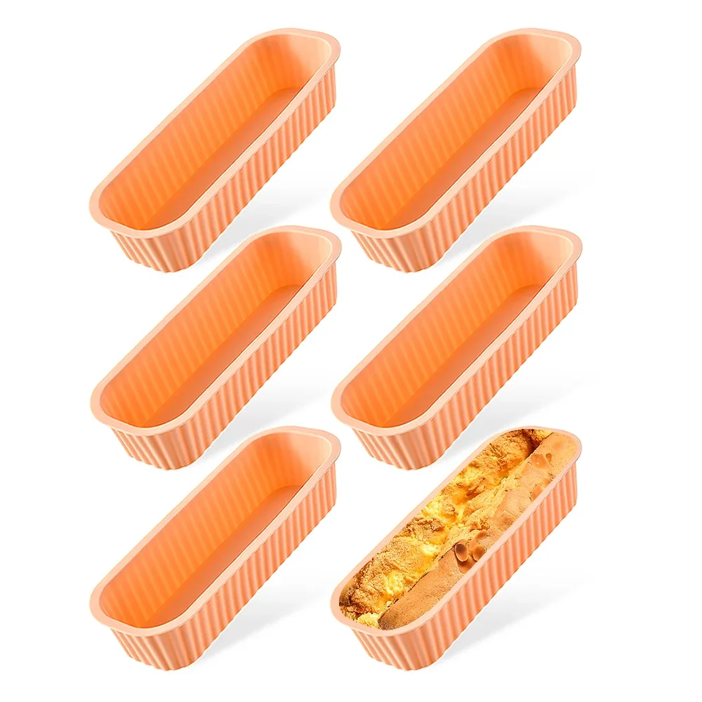 (naranja, 6 Unidades) Mini Moldes Para Hornear Pan, Moldes Rectangulares De Silicona Para El Hogar, Fáciles De Desmoldar.