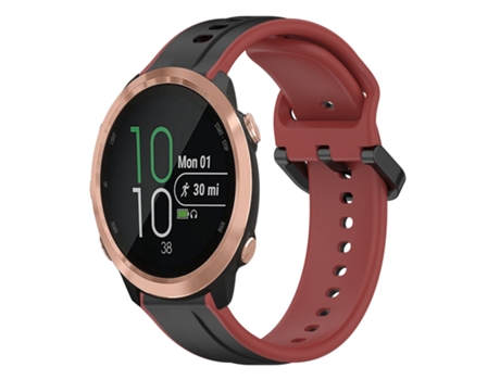 Correa de reloj inteligente para Garmin Forerunner 645 20 mm Bucle convexo de silicona bicolor (negro + rojo)