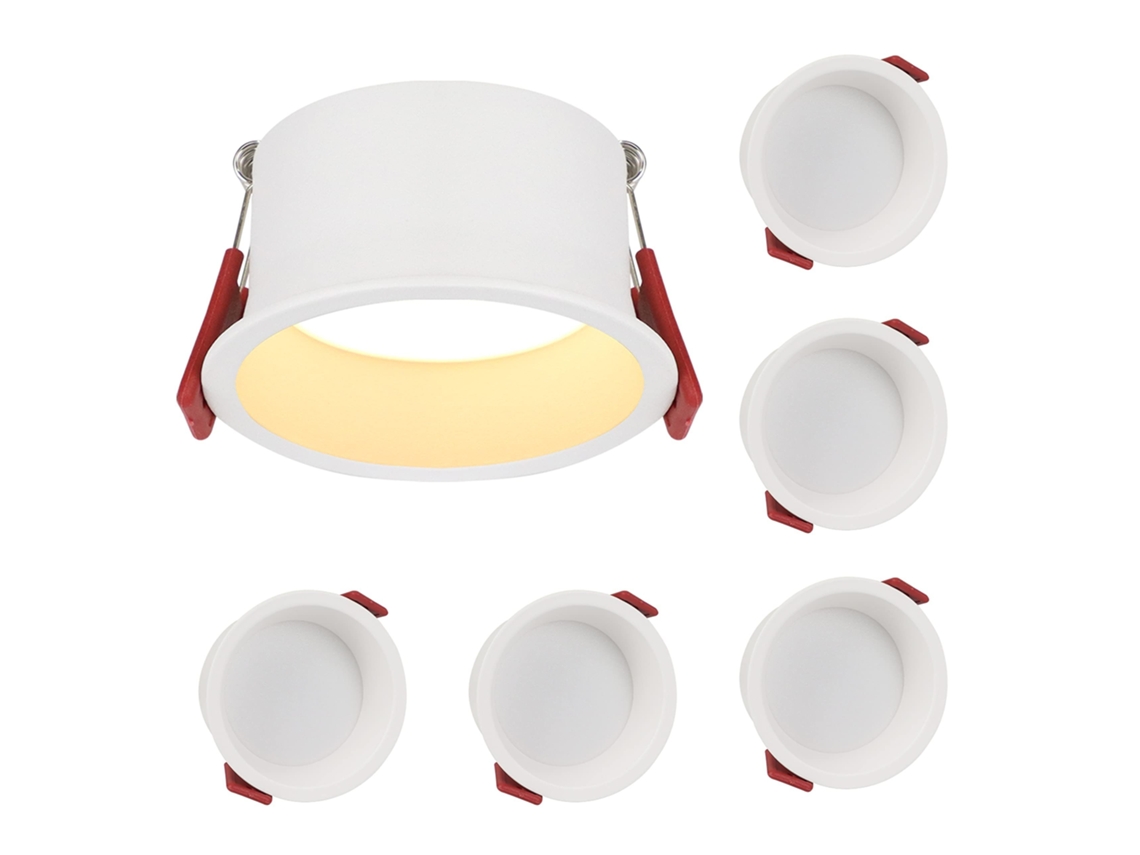 5 focos LED empotrables blanco cálido 3000K para baño, salón, cocina, pasillo, oficina, comedor, IP44, 5 W, Nettlife