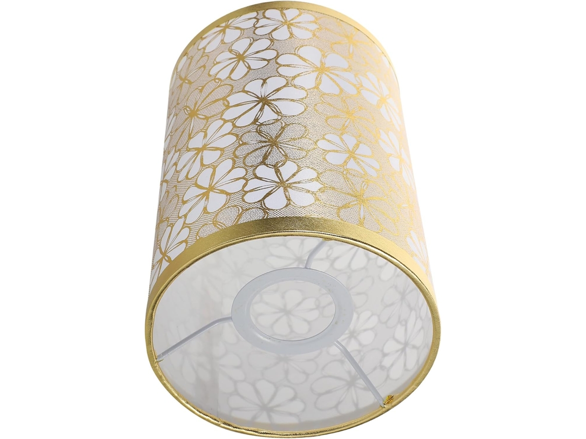 Bombilla De Tela Blanca Con Flores Doradas, Casquillo E27, Accesorio Para Lámpara De Mesa, Lámpara De Tambor Para Plantas, Compatible Con Lámparas