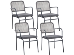 Juego de 4 sillas de exterior de aluminio Beliani Taceno con cojines, gris, 46 x 52 x 82 cm