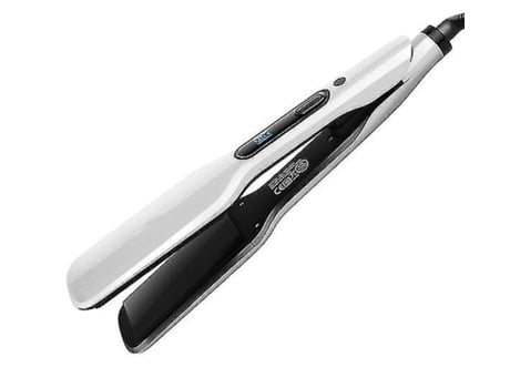 Plancha de vapor con pantalla digital de doble función para alisar y rizar el cabello blanco BISBISOUS