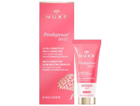 NUXE Prodigieuse Boost Le Gel-Crème Éclat Multi-Correction 40 Ml Le Baume-Huile Récupérateur Nuit 15 Ml Ofrecido