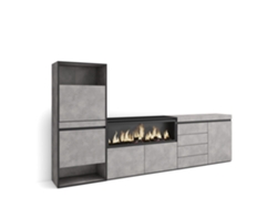 Zapatero | Organización de almacenamiento | 274 x 145 x 35 cm | Para dormitorio | Chimenea eléctrica XXL | Cómoda | Cemento Duérmete Online