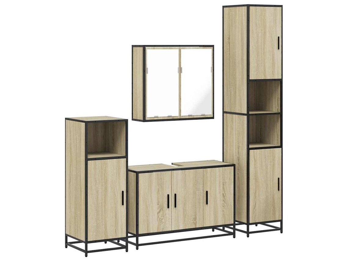 Conjunto de muebles de baño de 4 piezas en madera de roble Sonoma - EXCLUSIVA MAISON