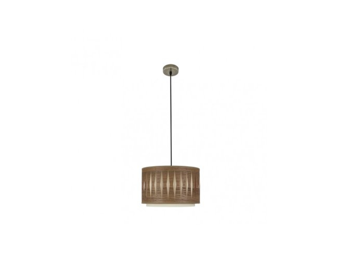 Lámpara colgante Alexandra 1xe27 Cuero/Madera oscura Regx30x30 Cm Fabrilamp
