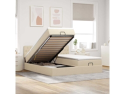 Estructura De Cama Otomana Con Colchones Tela Crema 180x200cm