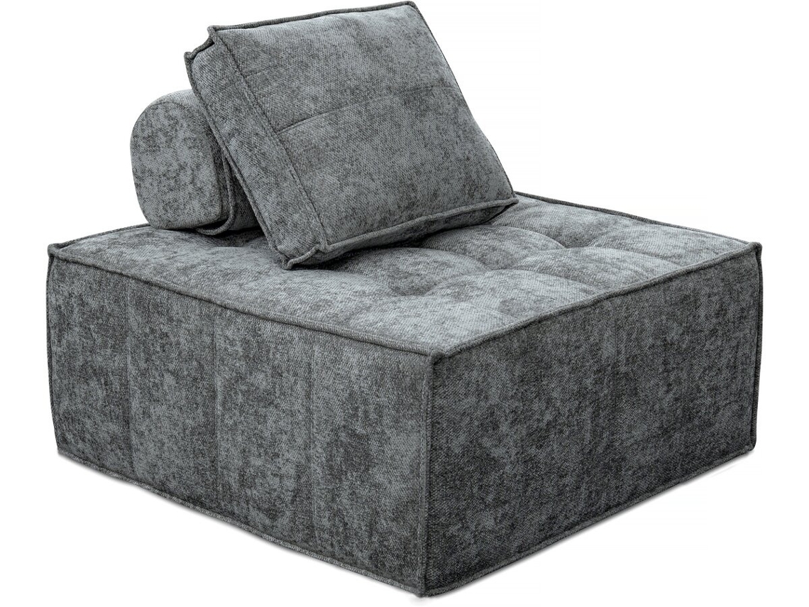 Sillón De Tela Texturizada <<velluto>> - 96 X 100 X 89 Cm - Gris