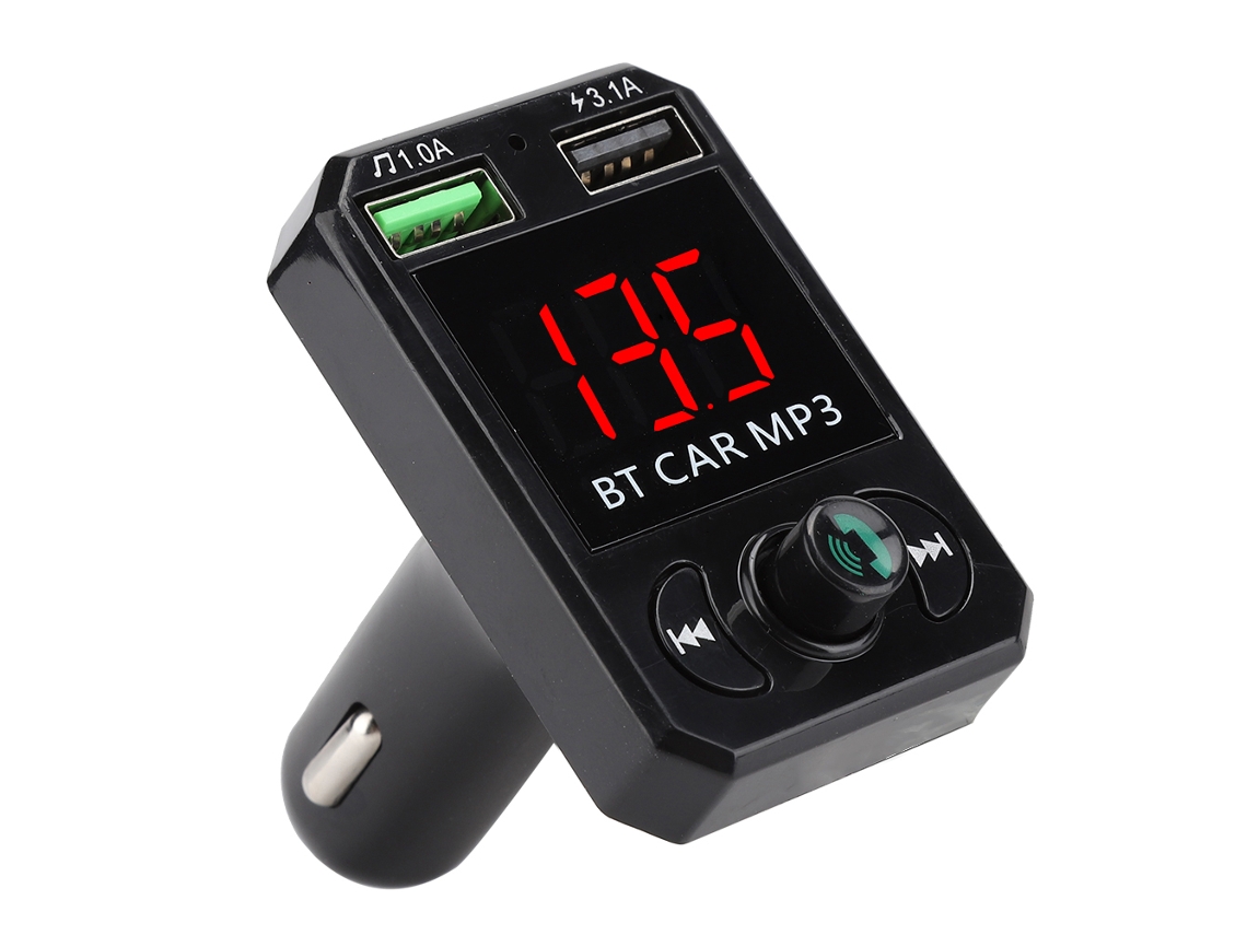 Mini Carregador De Cigarro Mp3 Com Bluetooth, Chamadas Hands-free E Carregamento Rápido Dual Usb Para Carro