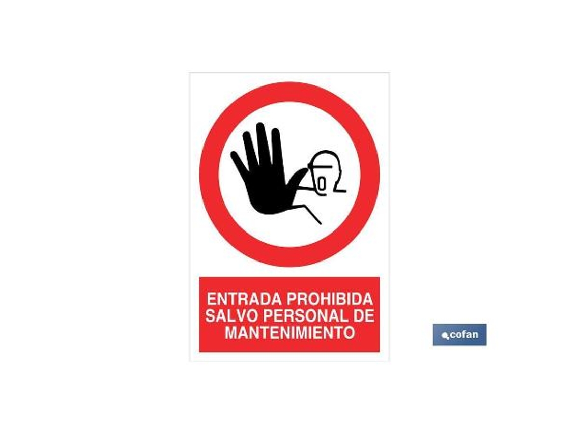 Señal poliestireno 297x210mm. entrada prohibida salvo personal de mantenimiento