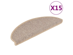 Tapetes adhesivos para escaleras, aspecto sisal, 15 unidades, 65 x 21 x 4 cm, beige claro, DKD HOME DECOR