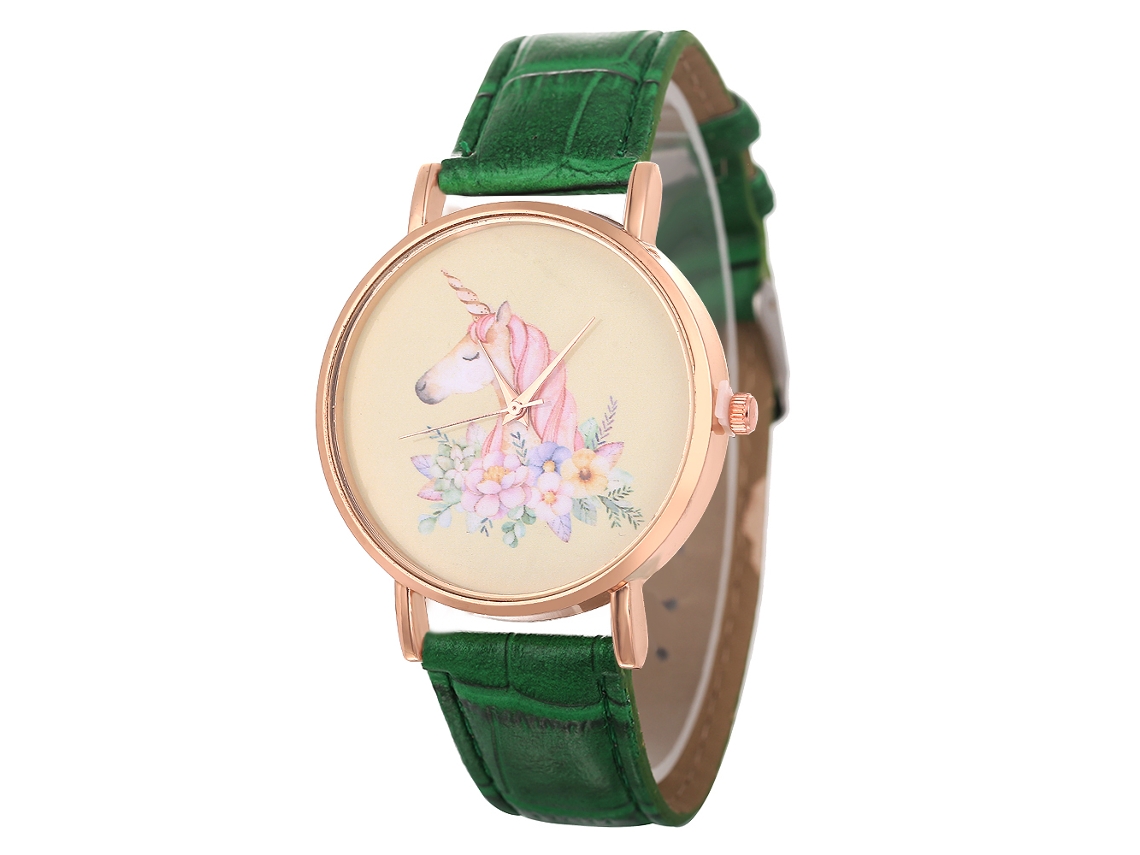 Reloj De Cuarzo Con Correa De Cuero, Estilo Moderno Y Sencillo Para Jóvenes Enamorados (verde)