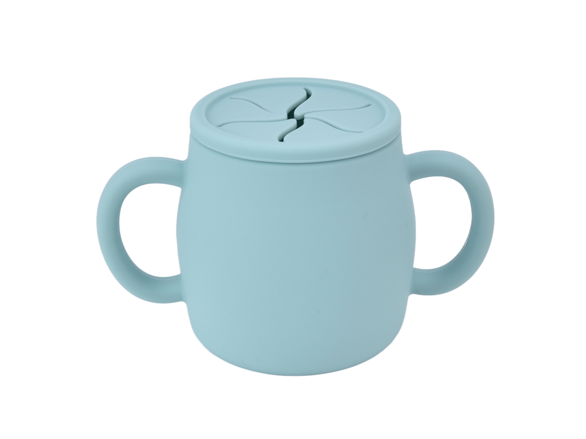 Vaso portátil de silicona para niños pequeños con asas dobles para el entrenamiento de bebés y niños pequeños