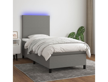 VIDAXL Colchón con somier/LED (Gris - Tela - 90 x 190 cm)