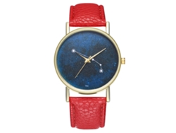 Reloj De Cuero Pu Casual Unisex Simple Moda Reloj De Cuarzo Rojo