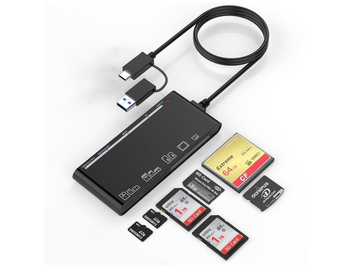 Hub Usb-c 7 Em 1 Com Leitor De Cartão Sd, Cf, Microsd, Xd, Ms, Para Iphone, Ipad, Macbook E Samsung