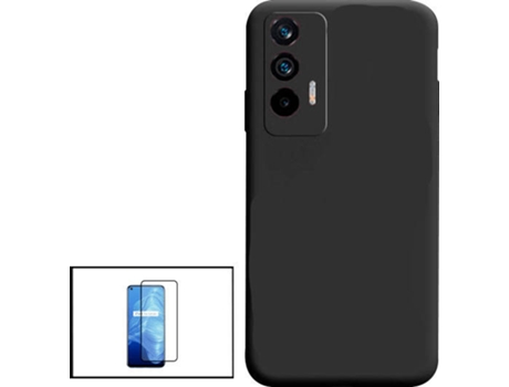 Kit Protector de Cristal Templado 5D Full Cover y Funda Silicona Liquida Realme GT Neo2T PHONECARE Negro