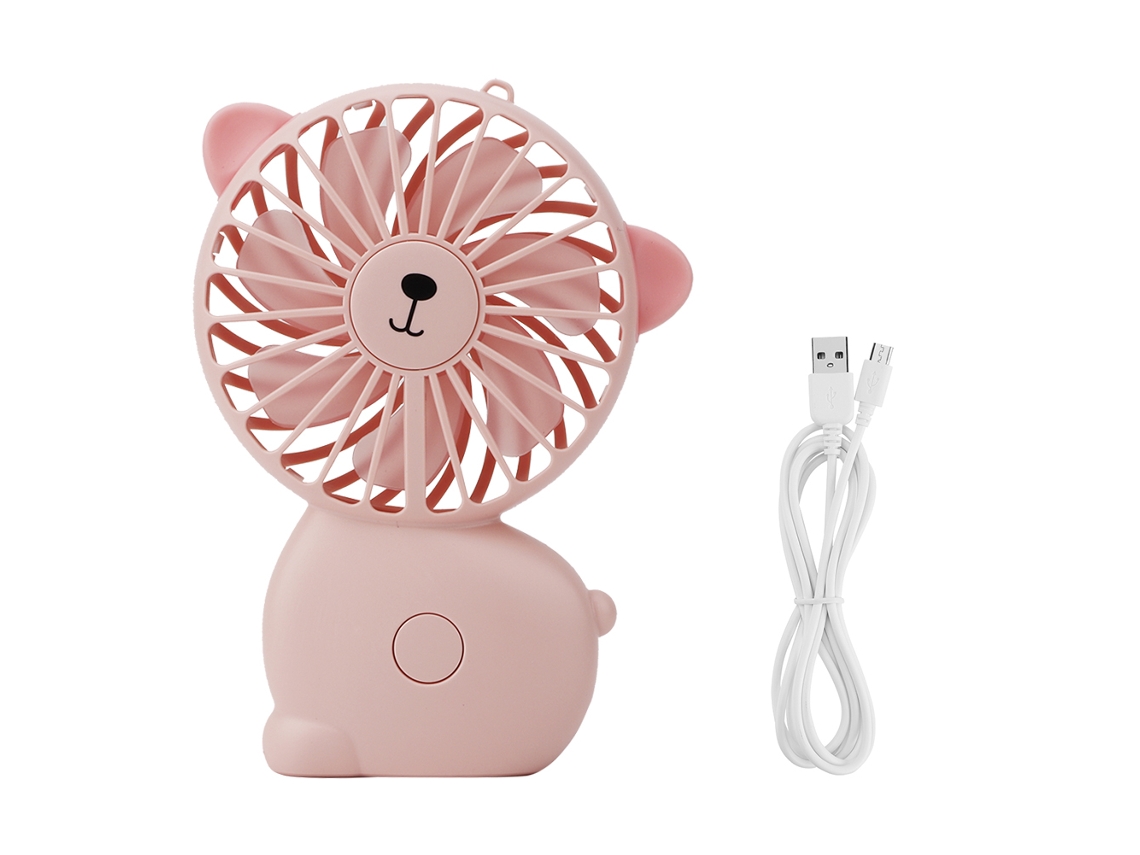Mini ventilador USB rosa con luz nocturna: ideal para viajar.