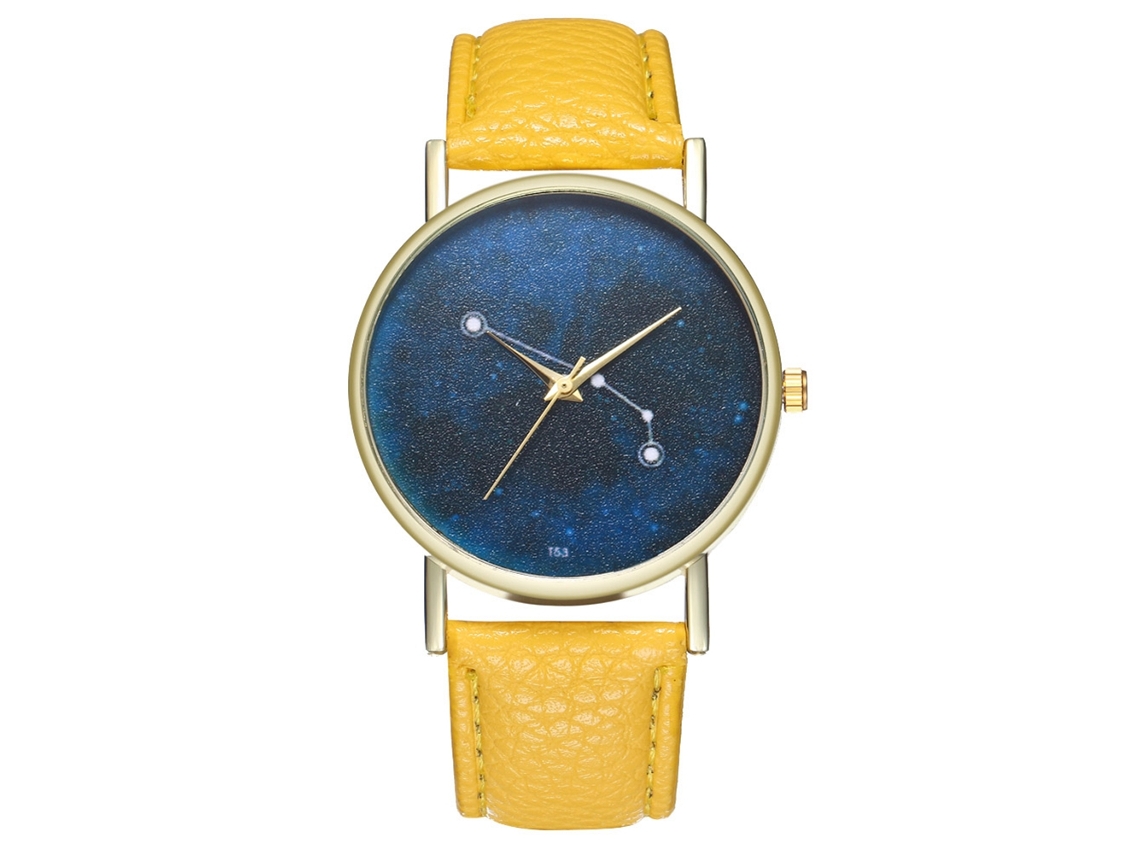Reloj De Pulsera Analógico De Cuarzo Zhoulianfa Amarillo De Estilo Sencillo Con Correa De Pu