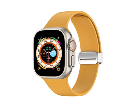 Correa de silicona para reloj inteligente con hebilla plegable para Apple Watch Ultra 49 mm (amarillo)