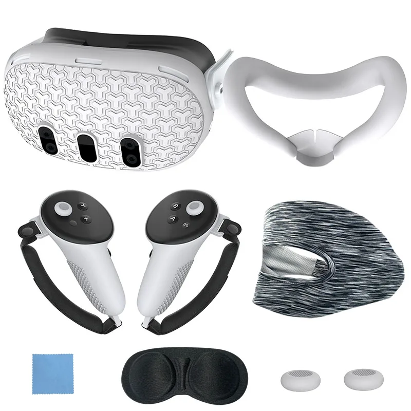 Juego de accesorios ZYBLSSBB VR de 7 piezas, estuche protector estilo Y, color blanco.
