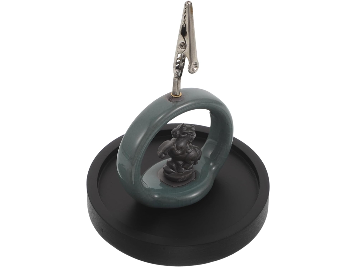 Quemador De Aromaterapia De Cerámica Con Forma De Caballo Y Bandeja De Madera - Soporte Decorativo Para Aromaterapia