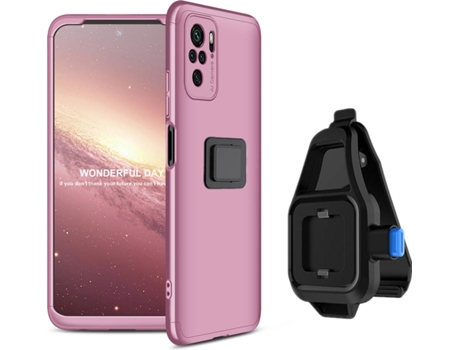 Funda Redmi Note 10S Slim Armor 360º con Soporte para la Cintura Rosa