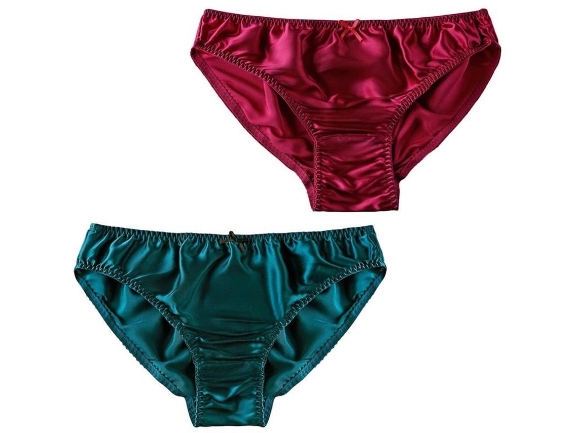 Culottes De Seda De Morera Para Mujer 2 Piezas Bikini Sexy Rojo Oscuro-verde L Rojo Oscuro-verde