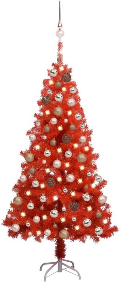 Árbol De Navidad artificial con led y pvc rojo 150 cm vidaxl luzes 75x15