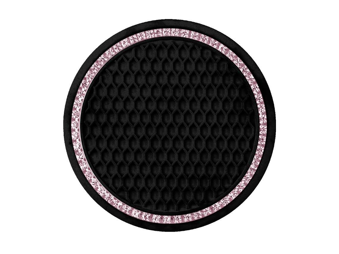 HYMNORA Posavasos universales para coche - PVC antideslizante con strass, 7 cm, rosa (con diamantes)
