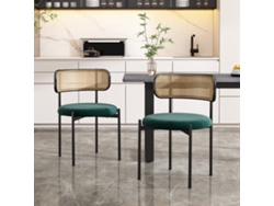 Juego de 2 sillas de comedor de terciopelo, diseño moderno y sencillo, con cuatro patas de apoyo de metal.