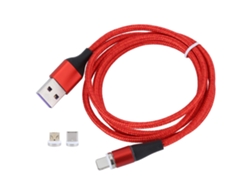 Cable De Datos De Succión Magnética 3 En 1, Cable De Carga Rápida 3a, Color Rojo