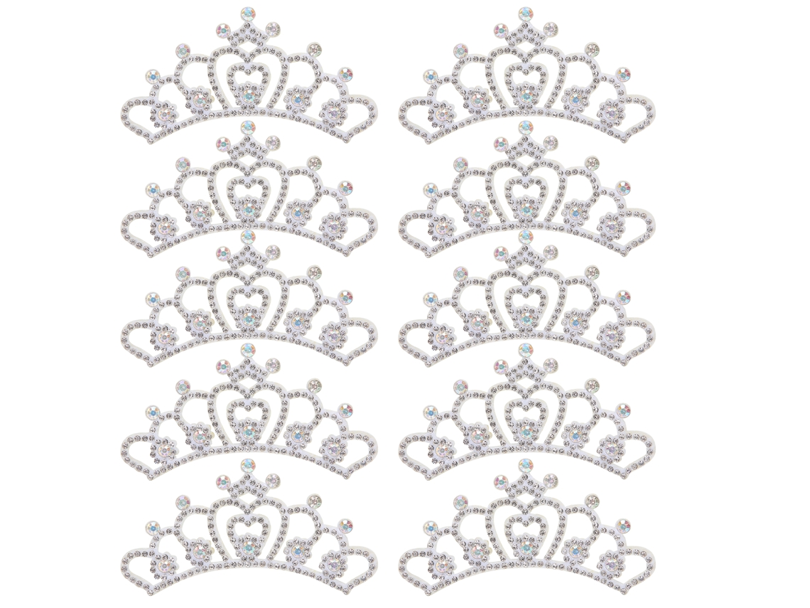 10 Parches De Corona Para Ropa Con Cristales Blancos, Decoración De Prendas, 8,8 X 4,5 Cm
