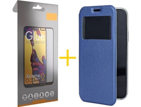 Kit Funda + Protector de Pantalla Apple iPhone 11 ACCETEL Full Gandy Flip (Azul)