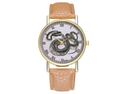 Reloj De Cuarzo Para Mujer Zhoulianfa, Elegante Y Moderno, De Cuero, Modelo T195-a, Con Animales Simbólicos, Color Crema.