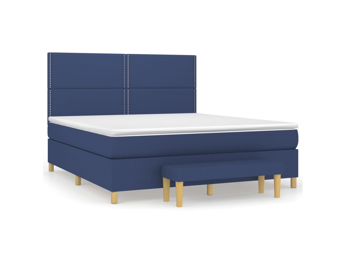 Maison Exclusive - Cama Box Spring Con Colchón Tela Azul 180x200 Cm