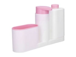 Estante Organizador Rosa Para Baño Con Dispensador De Jabón Y Recipiente Para Lavabo.