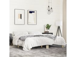 Estructura Cama Madera Ingeniería Metal Roble Sonoma 160x200 Cm