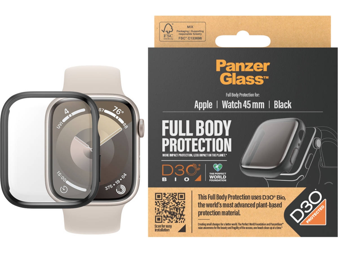Funda protectora PANZERGLASS para Apple Watch Series 7/8/9 (45 mm - Negro)