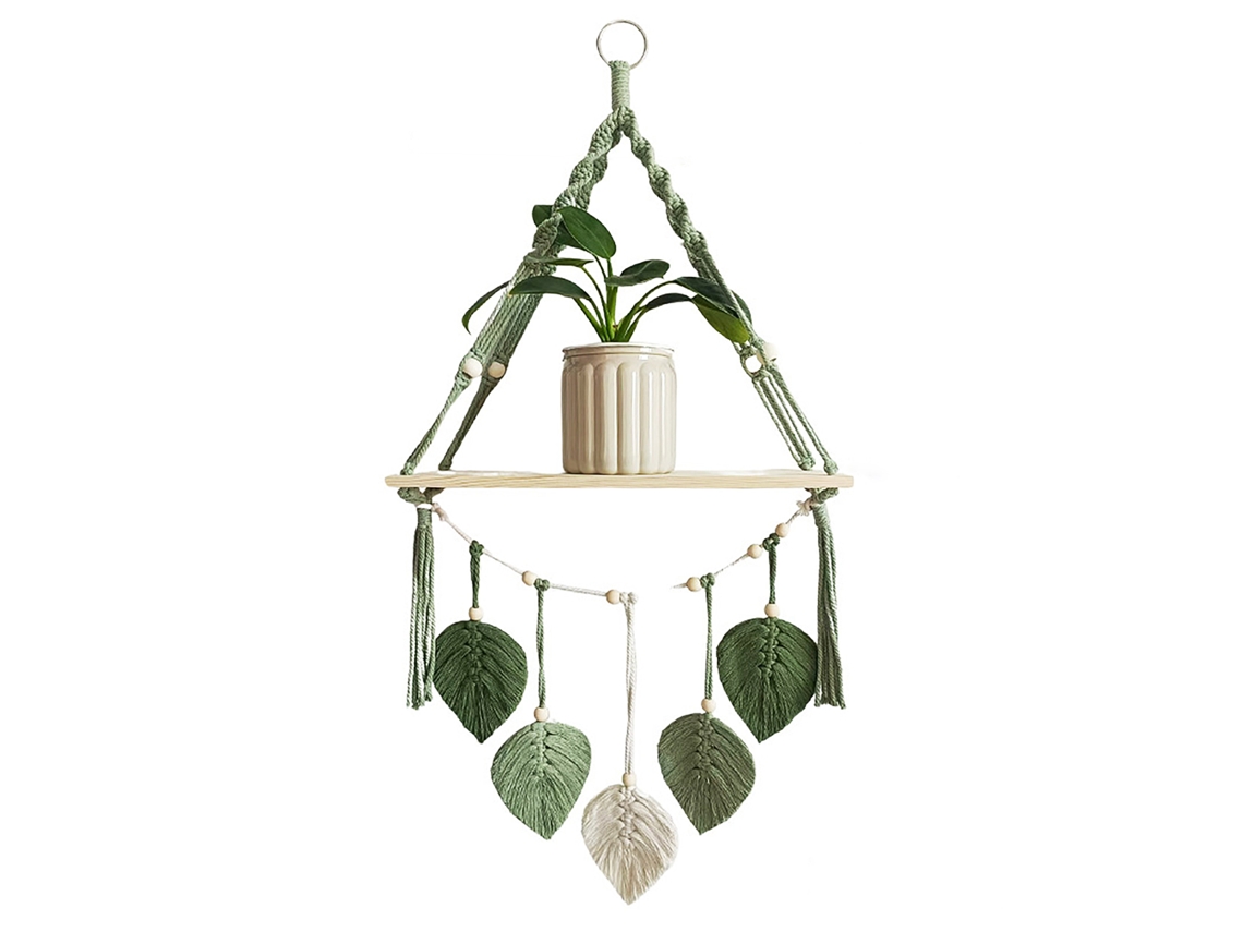 Estante de pared de macramé para decoración y almacenamiento, estilo nórdico