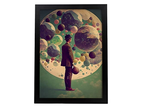 NACNIC Poster Horizonte Del Orbe En Estilo Surrealismo Cinematográfico Ilustraciones Y Grabados De Historieta Abstracta Y Artística A4 Marcos Negros